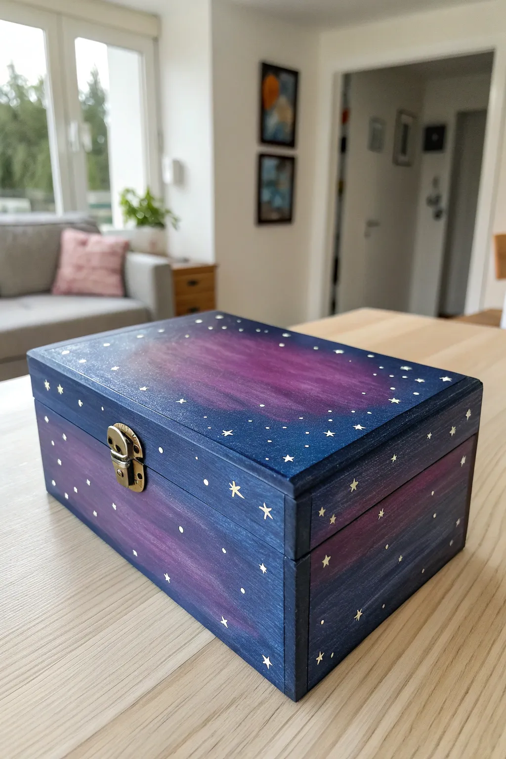 Hold the universe in your hands with a galaxy-painted wooden box. 🌌✨ #GalaxyGlam #MinimalistArt