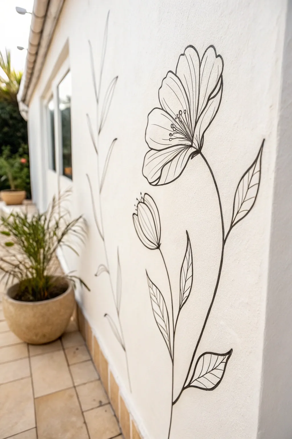 Elevate your space with the subtle elegance of line art flowers, where simplicity meets sophistication.