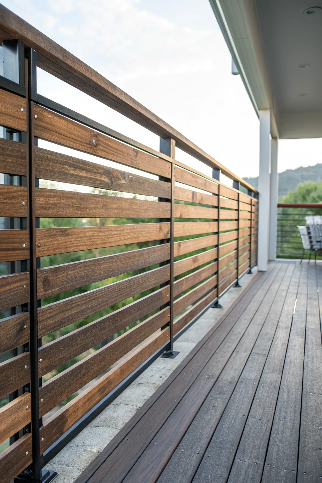 Elevate your outdoor space with the modern elegance of horizontal pallet slat railings.
