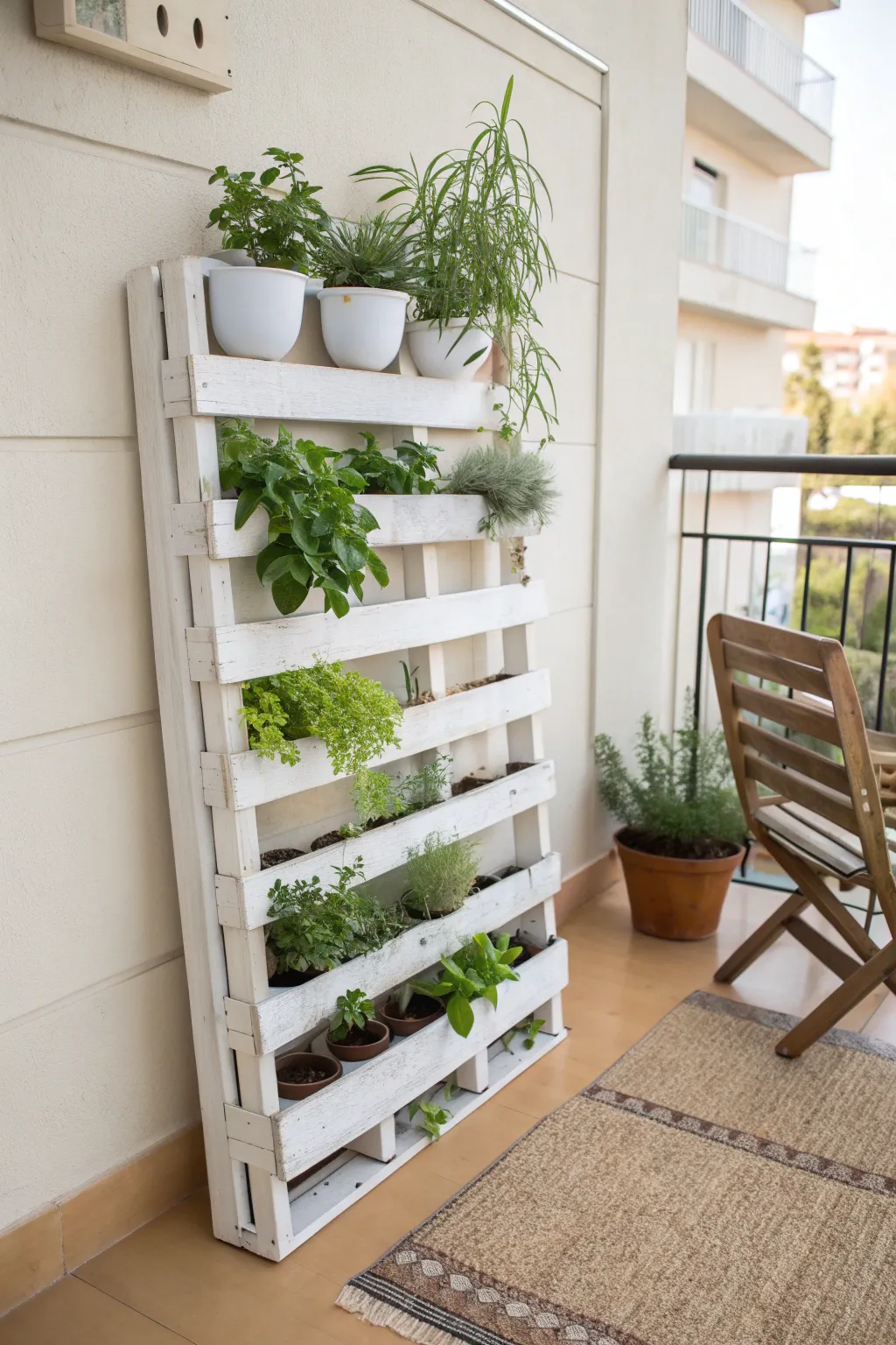 Create your own Compact Balcony Oasis with this DIY pallet herb garden!