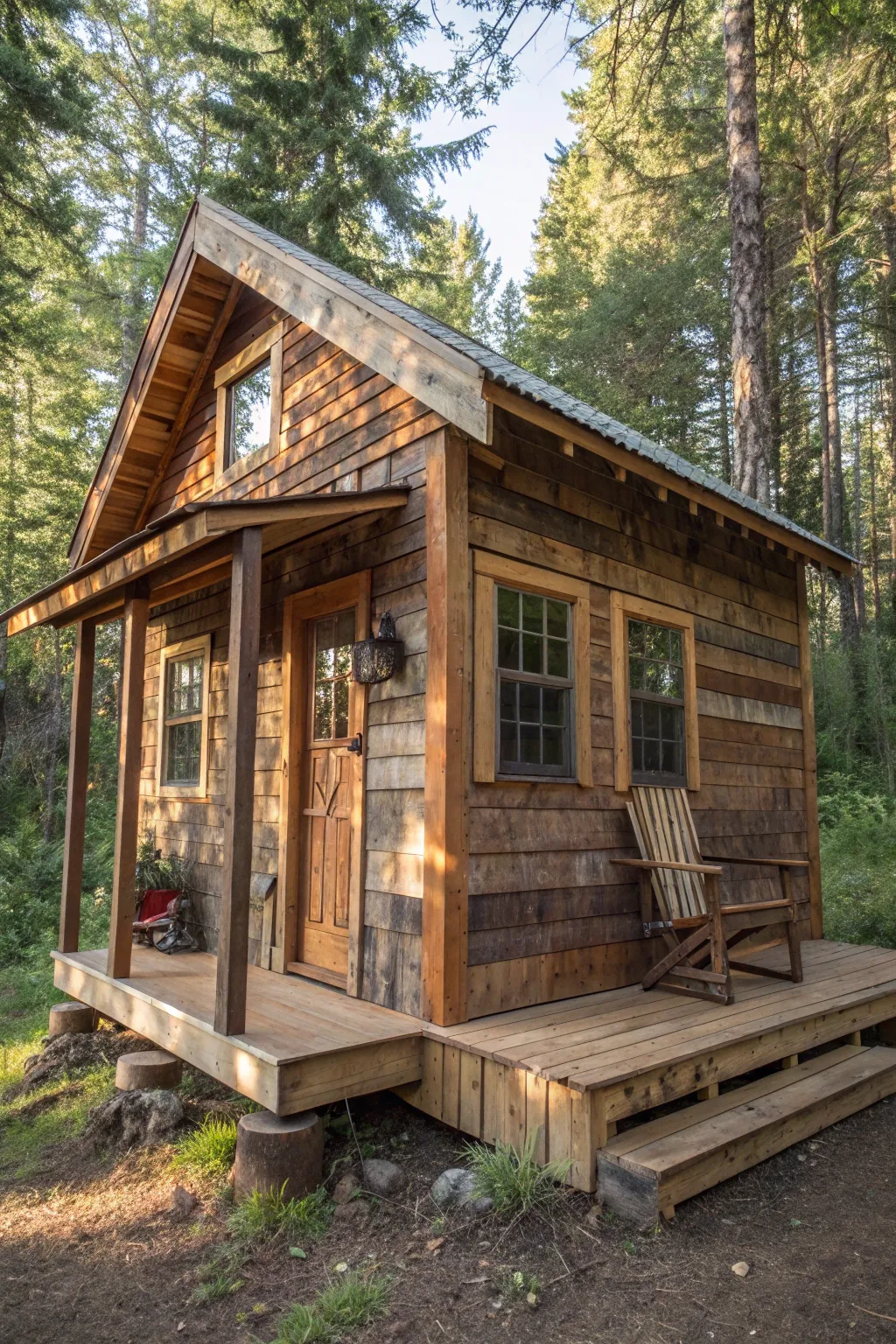 Escape to a handcrafted haven: Discover the beauty of a pallet-built tiny cabin getaway.