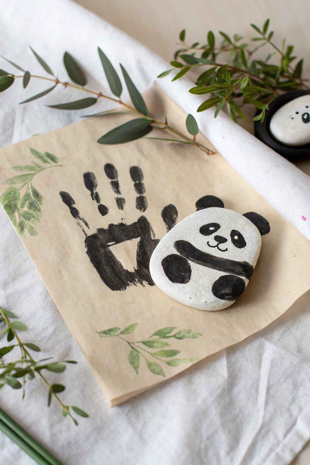 Capture the charm of creativity with handprint panda art – a keepsake filled with love and simplicity.