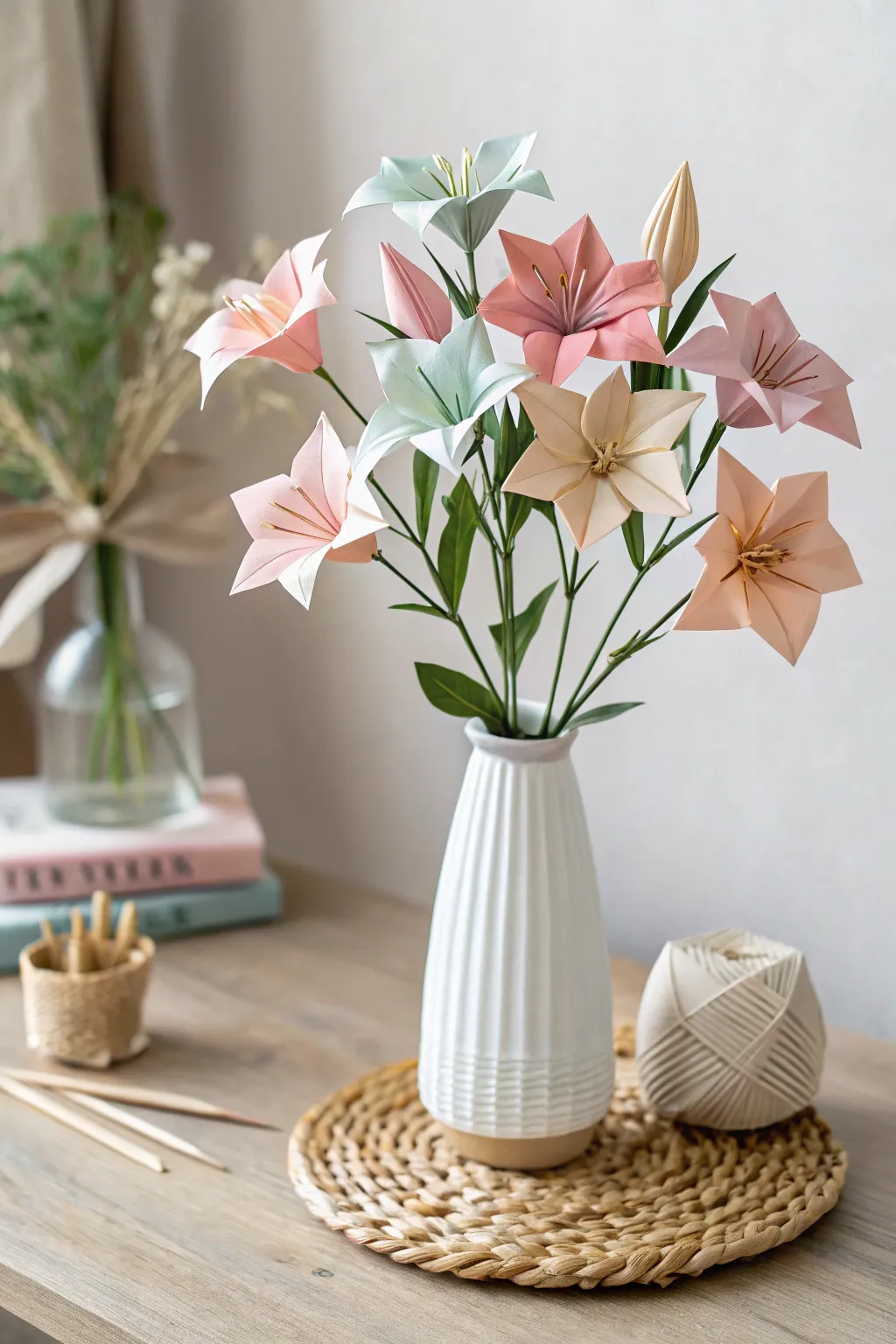 Eternal blooms: A handcrafted origami bouquet that captures the essence of everlasting beauty.