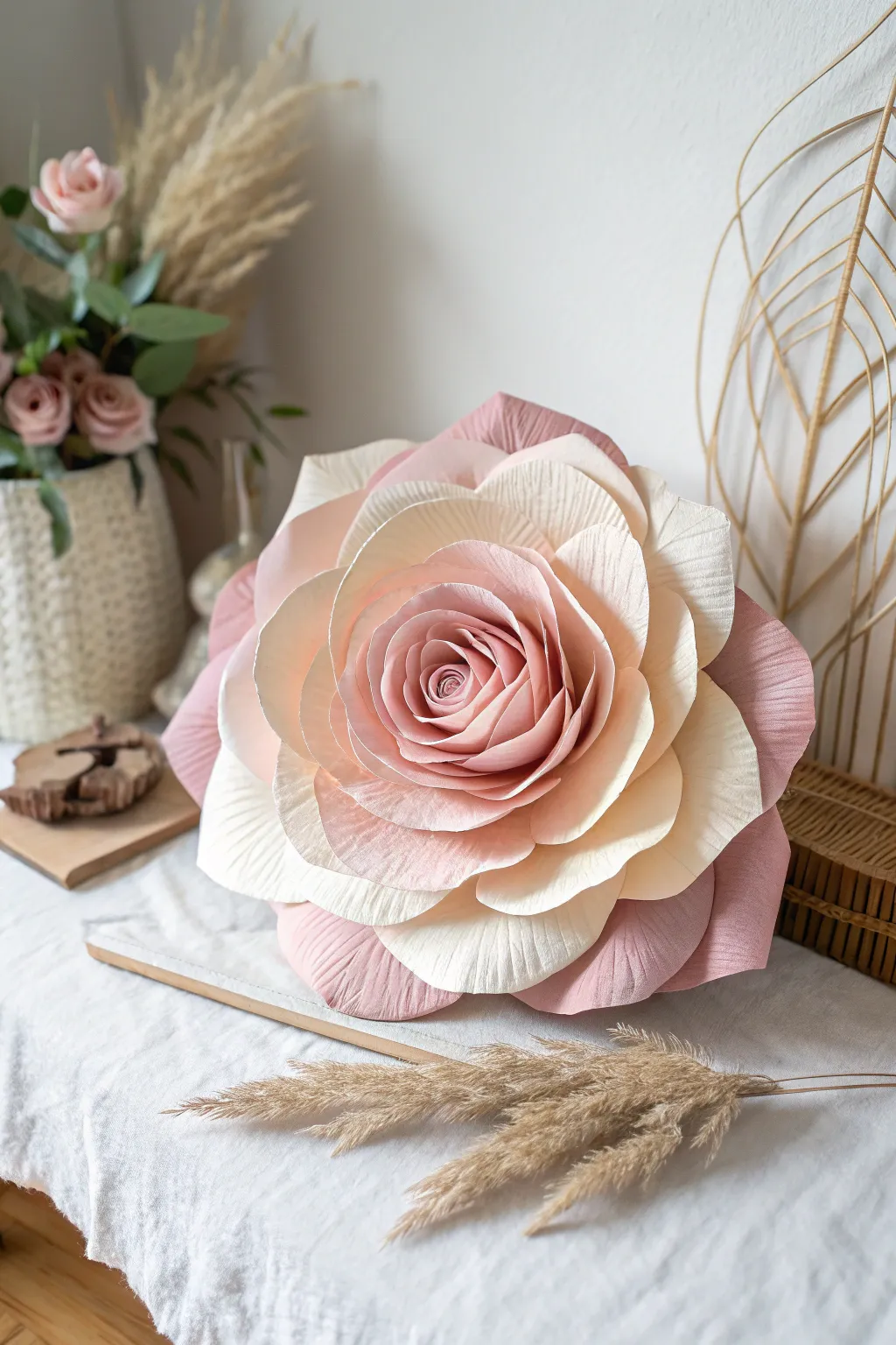Embrace everlasting blooms with a whimsical touch—discover the art of creating giant paper roses for your minimalist decor.