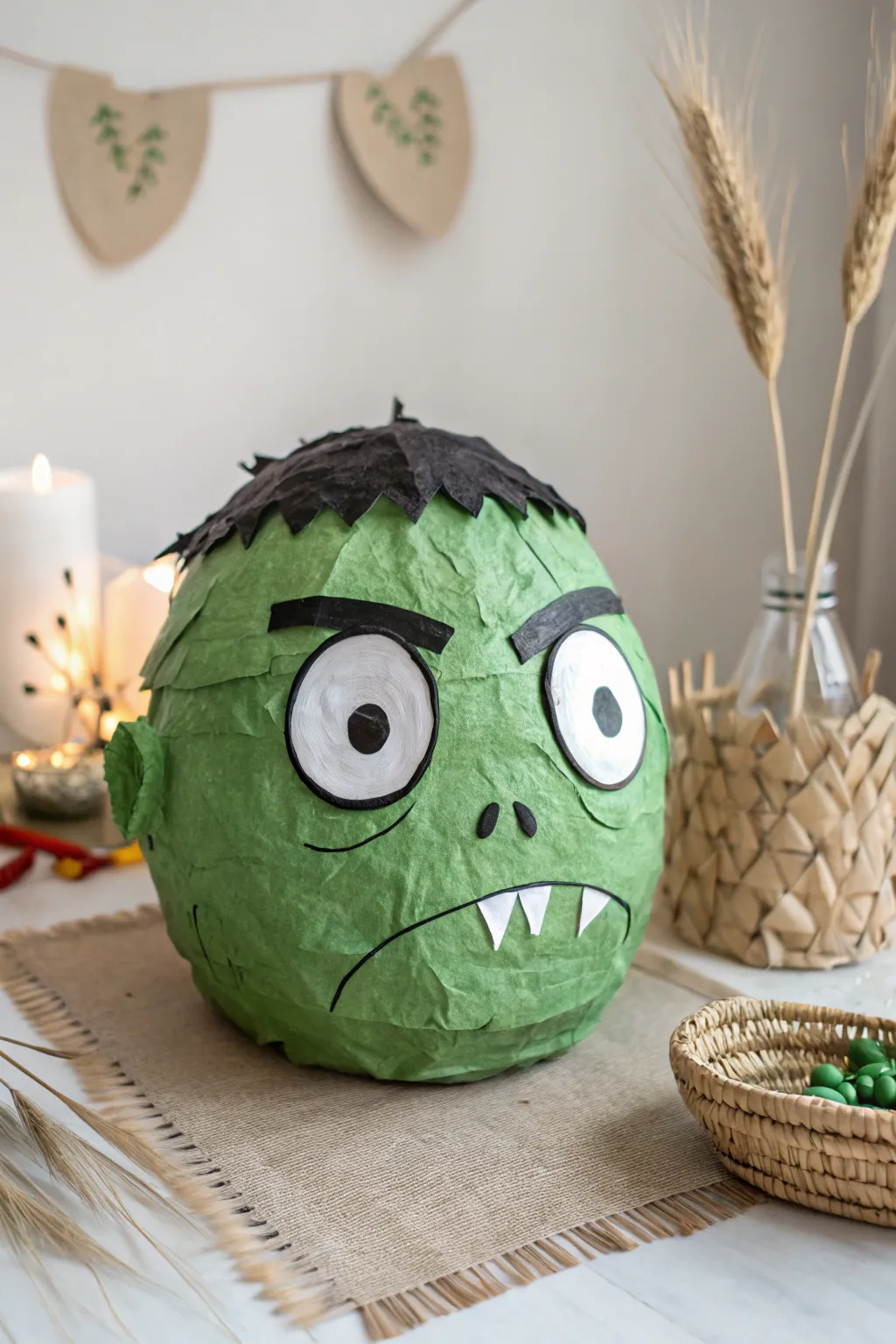 Craft your own spooky masterpiece: a paper mache monster face that brings Halloween to life!