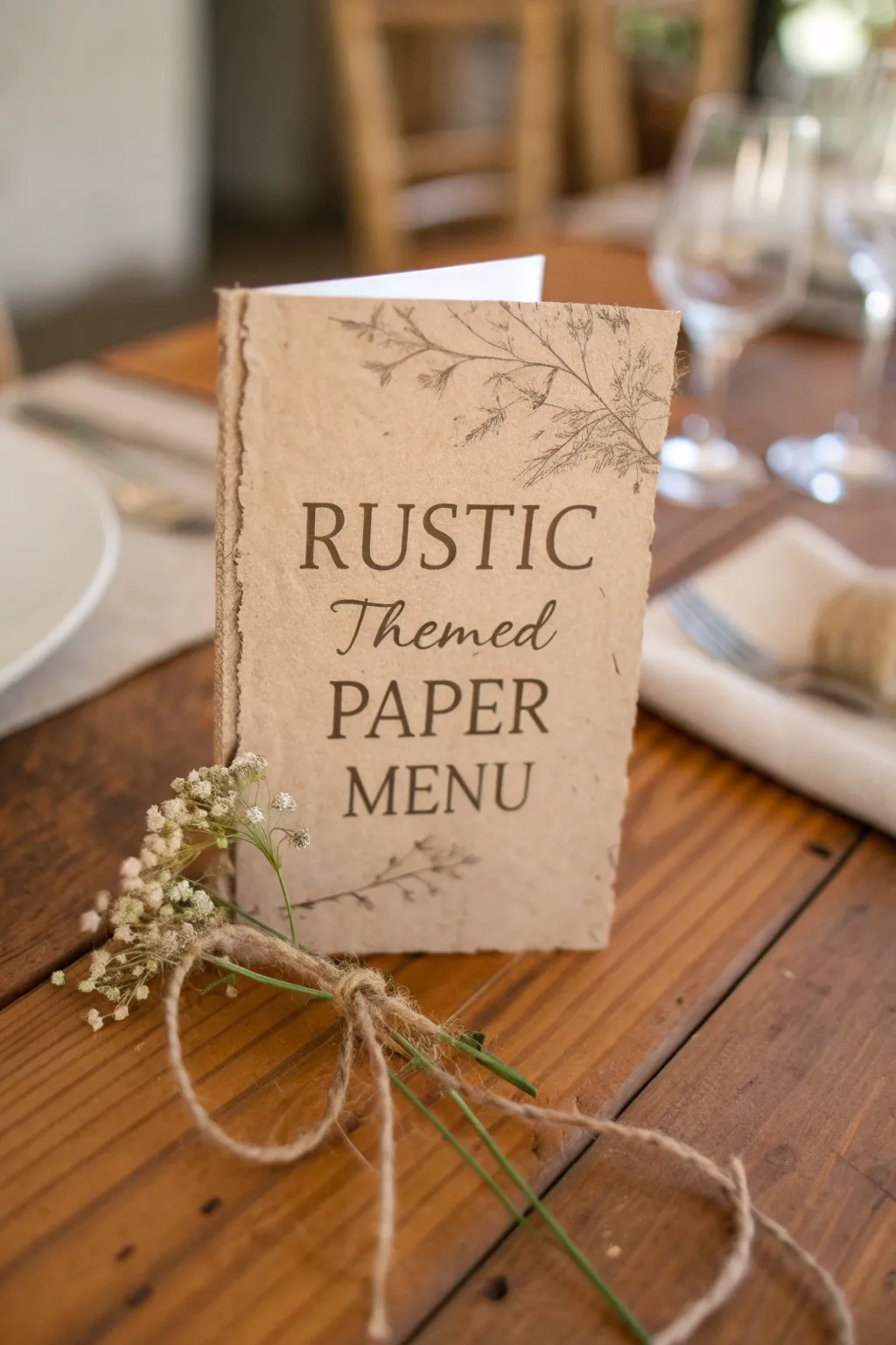 Embrace rustic charm with a textured paper menu that whispers nostalgia.