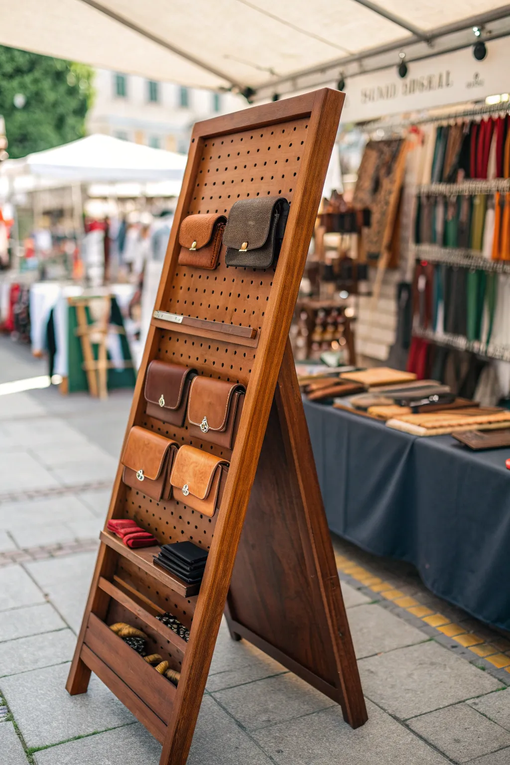 Transform your market stall with a beautifully crafted portable pegboard display.