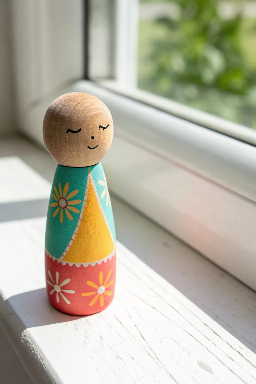 Embrace simplicity with bold colors: Transform your peg dolls into minimalist masterpieces.
