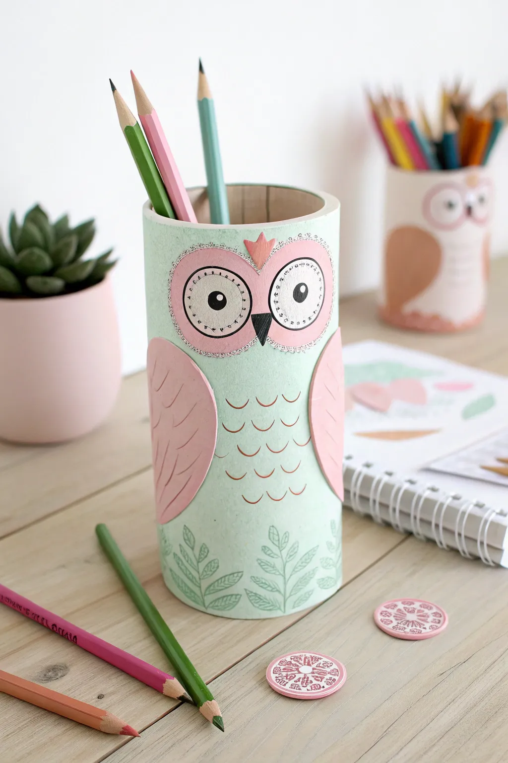 Add a touch of whimsy to your desk with this adorable owl pencil holder, where simplicity meets creativity!