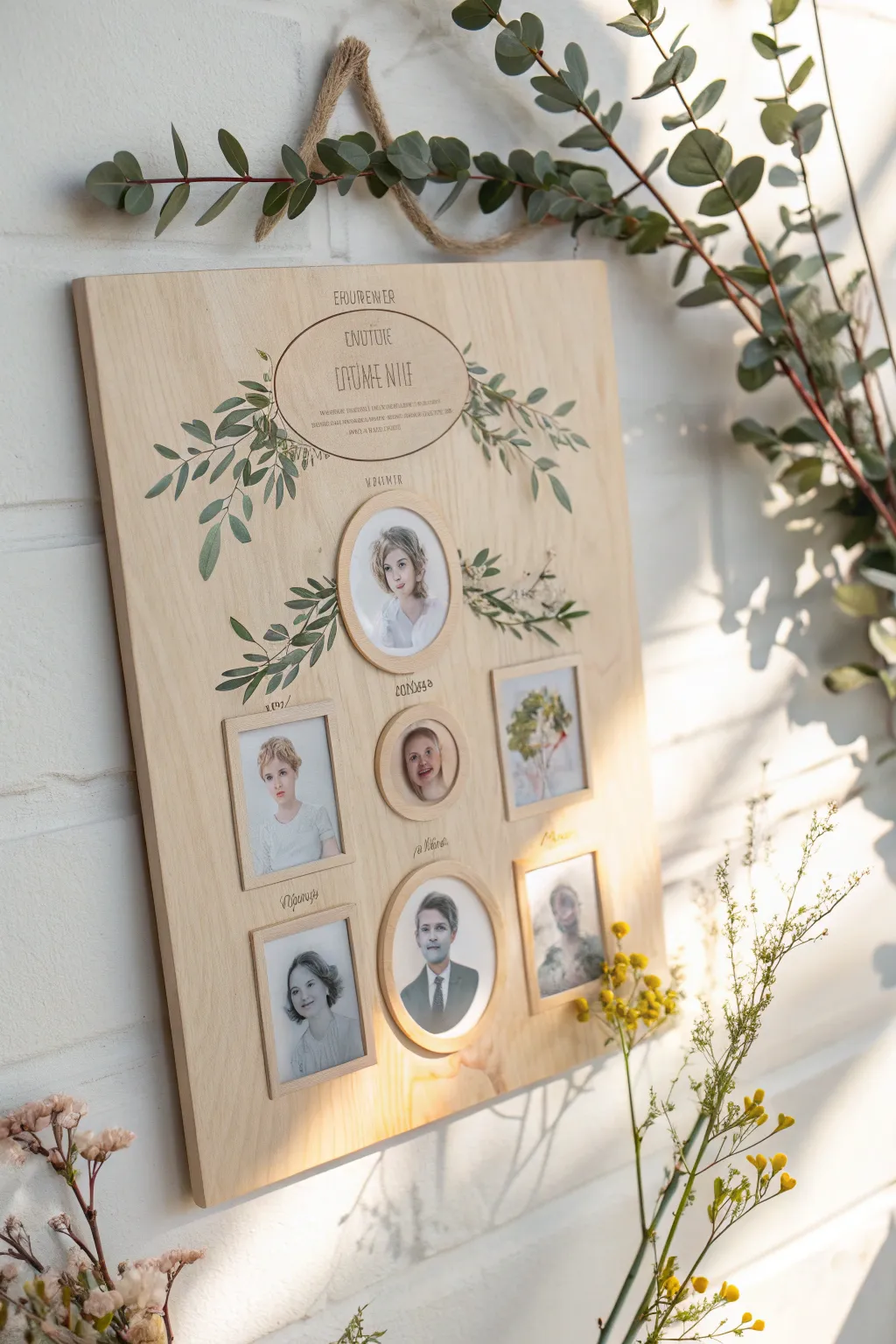 Celebrate family bonds with a beautifully crafted family tree collage, where each photo tells a cherished story.