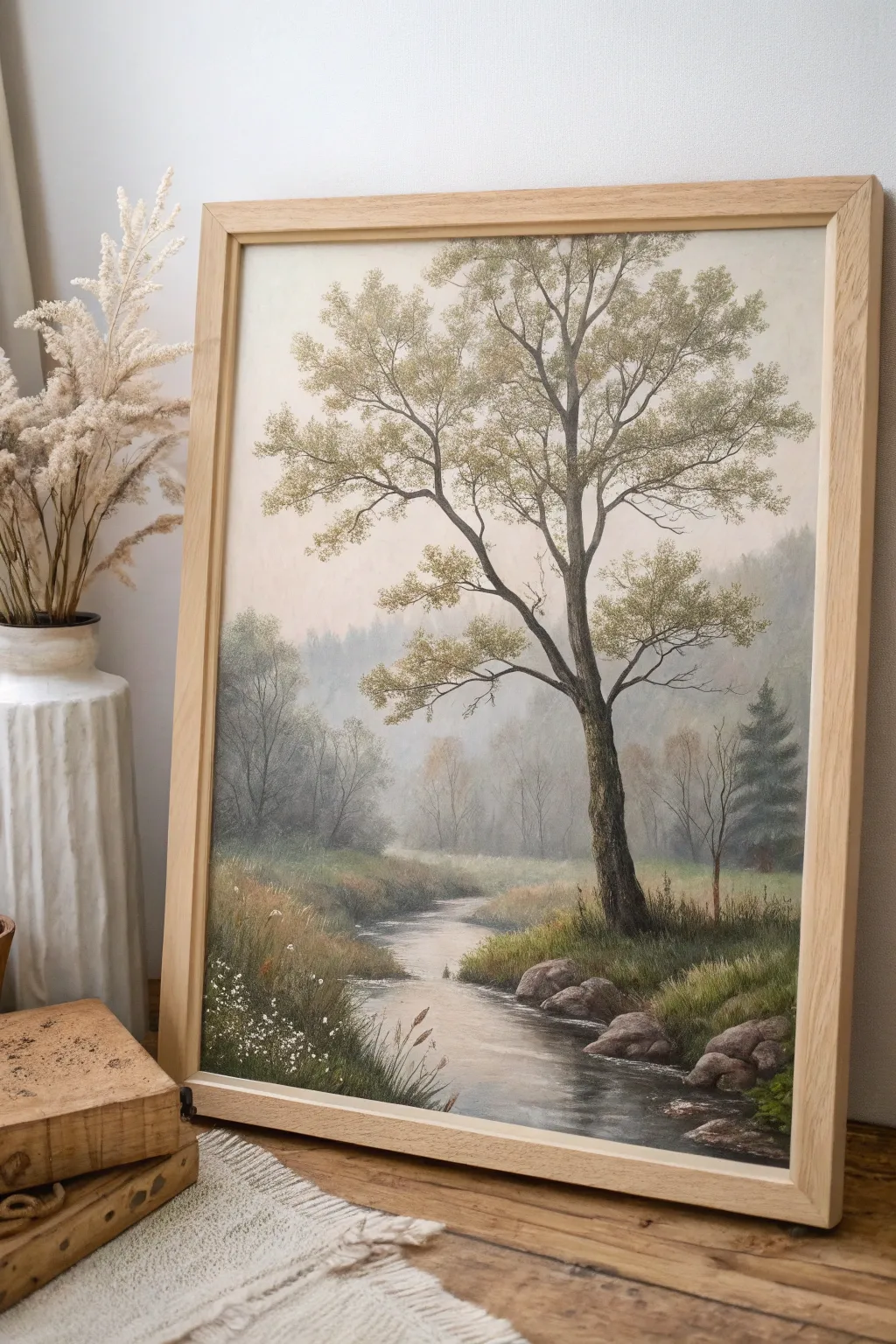 Embrace serenity with this minimalist forest scene, where nature's beauty meets artistic simplicity.