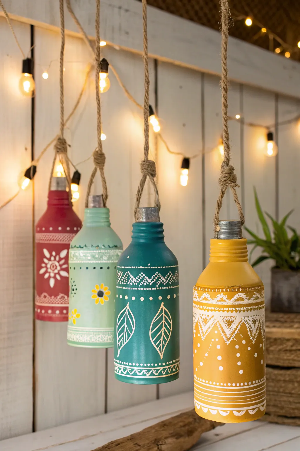 Brighten your space with these charming DIY bottle lights, a perfect blend of color and minimalist elegance.
