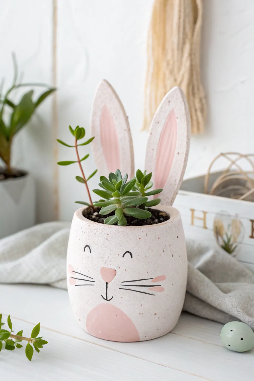 Bring a smile to your space with this charming rabbit planter, a perfect blend of whimsy and minimalist style.