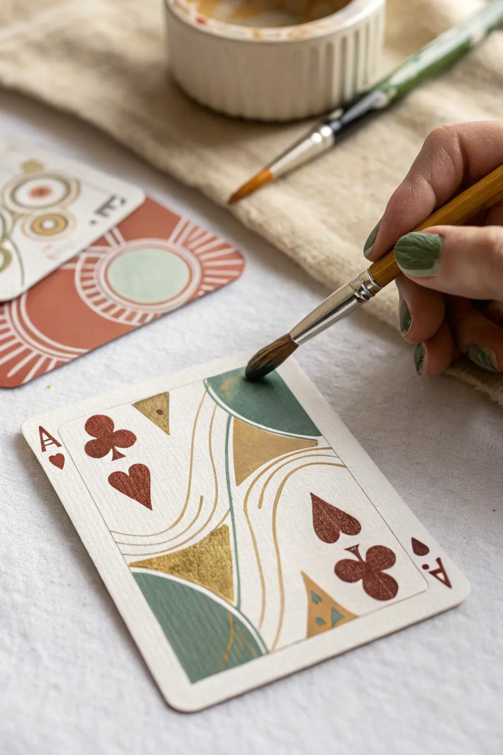 Transform your cards into mini masterpieces with abstract designs.
