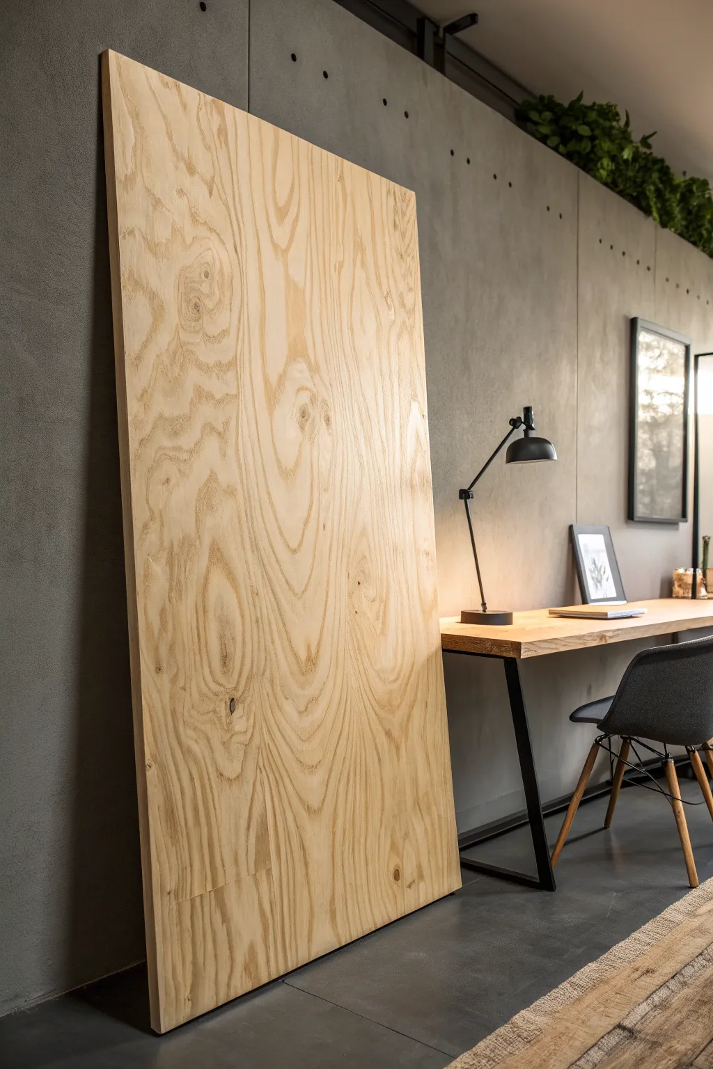 Transform your office into a haven of focus with sleek plywood aesthetics.