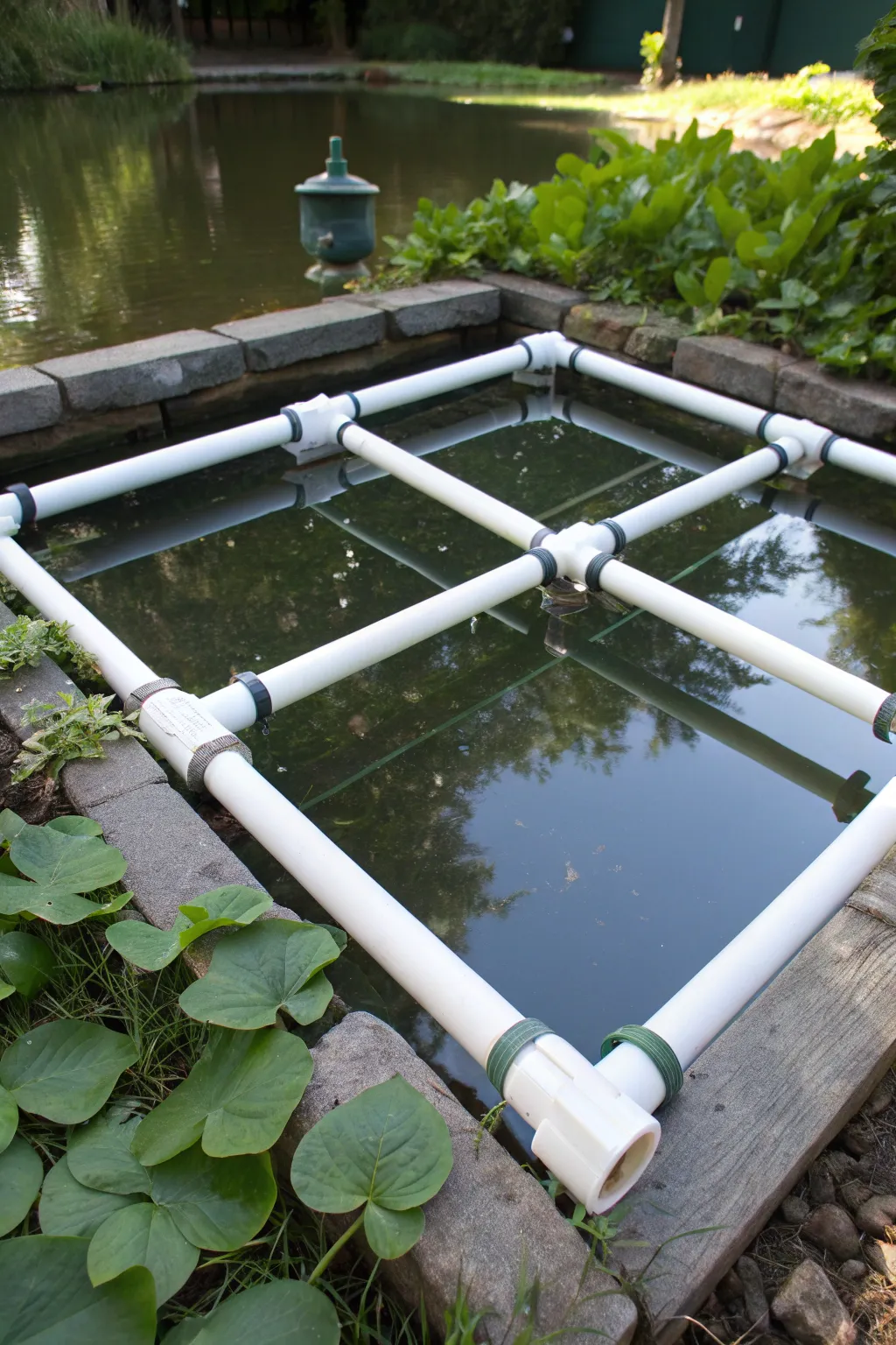 Elevate your pond protection with a sleek, DIY PVC frame that combines functionality and style.
