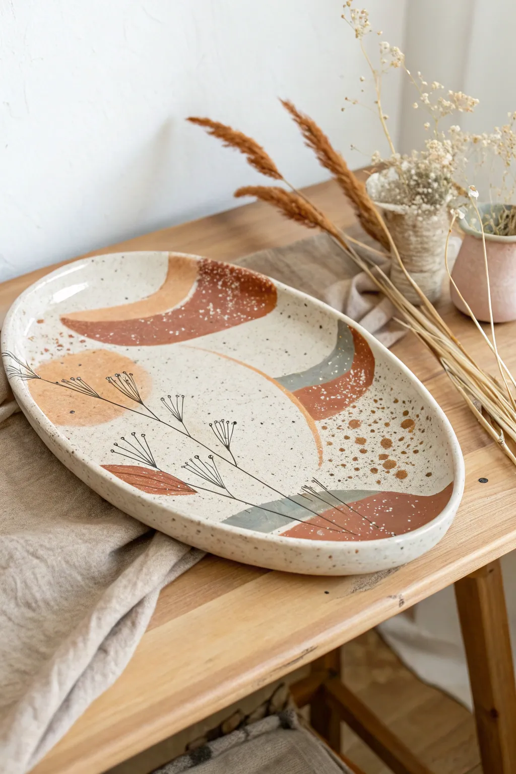 Elevate your table setting with a touch of abstract artistry. Each platter tells its own story.