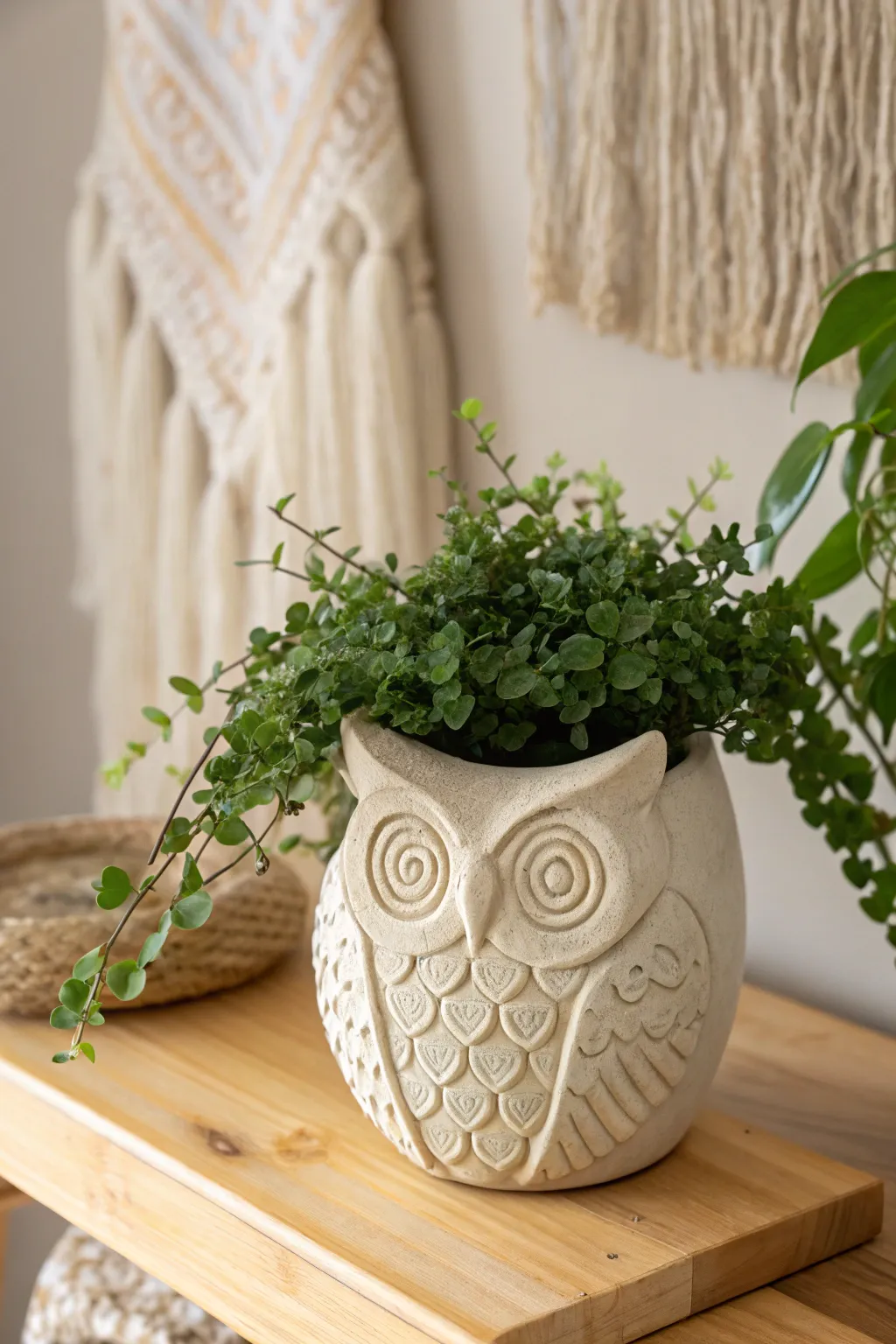Add a touch of whimsy and wisdom to your space with these charming owl plant holders.