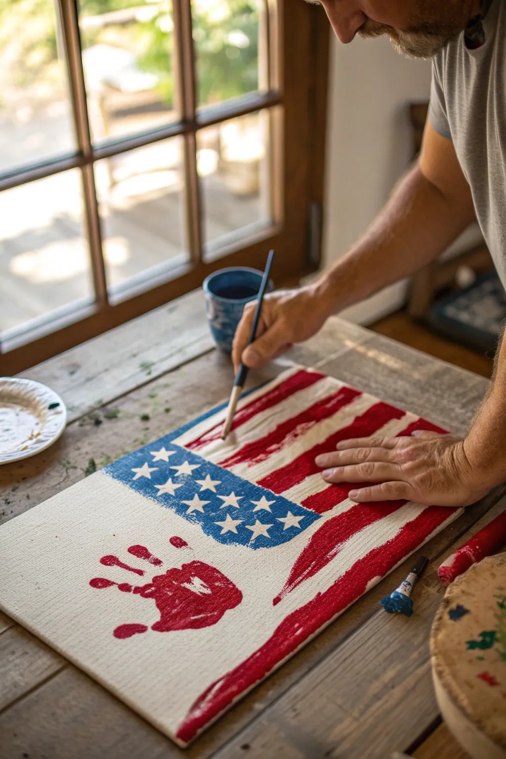 Craftsmanship Meets Patriotism: Create Lasting Memories with Handprint Art.