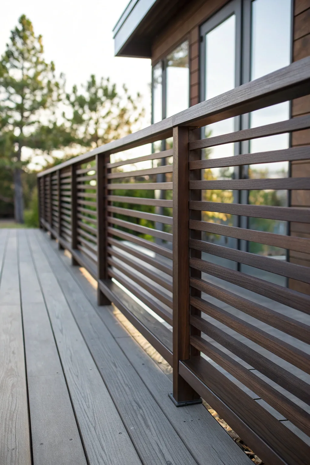 Elevate your deck with stylish privacy: Discover the artistry of horizontal slat railings.