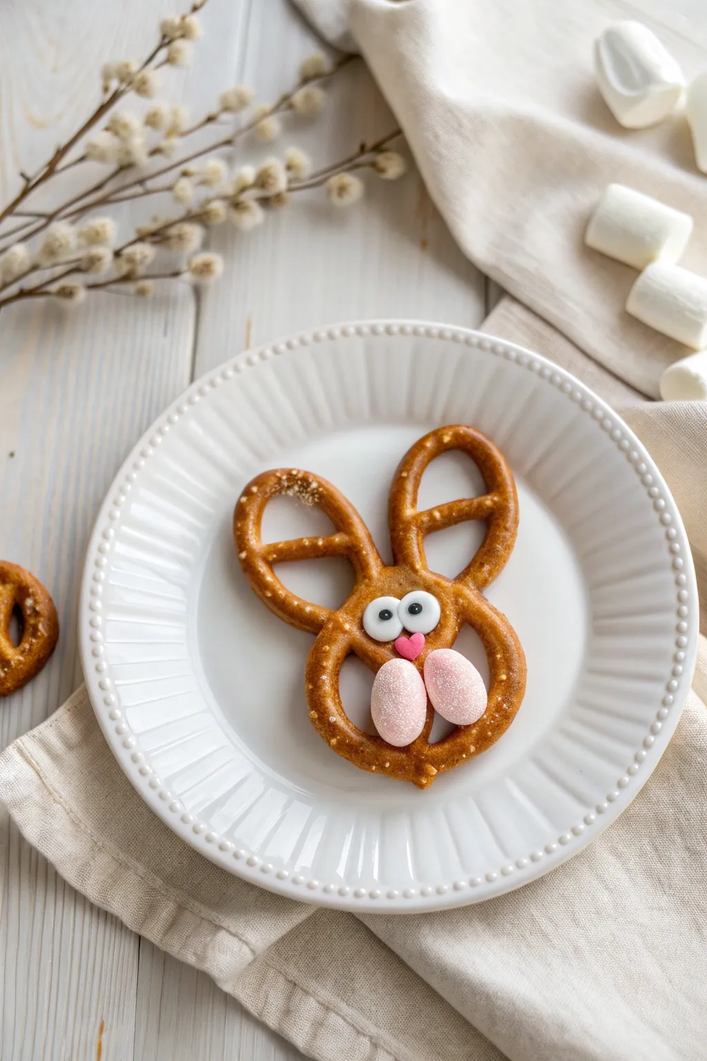 Adorable and deliciously simple: Discover the charm of Marshmallow Ear Pretzel Bunnies!
