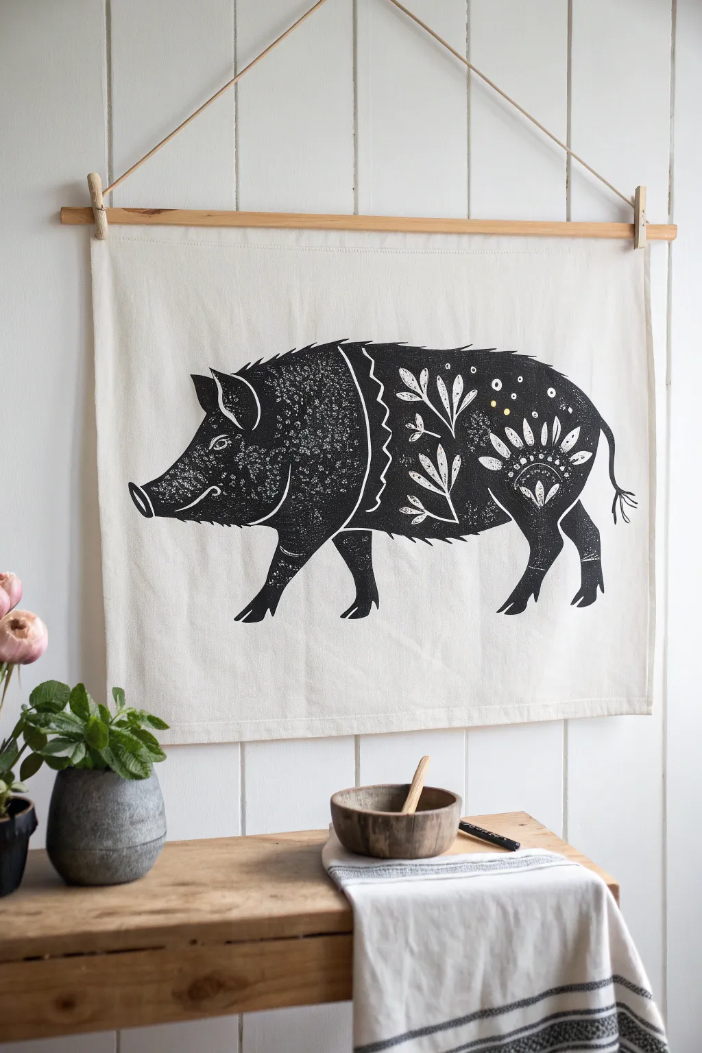 Bold and Beautiful: A Minimalist Pig Print for Your Modern Home.
