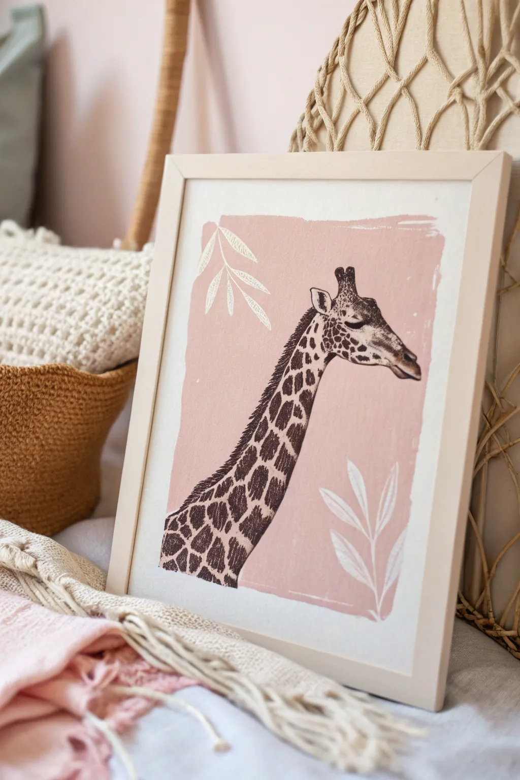 Embrace the elegance of simplicity with this stunning giraffe linocut print, a perfect blend of Scandinavian minimalism and Boho charm.