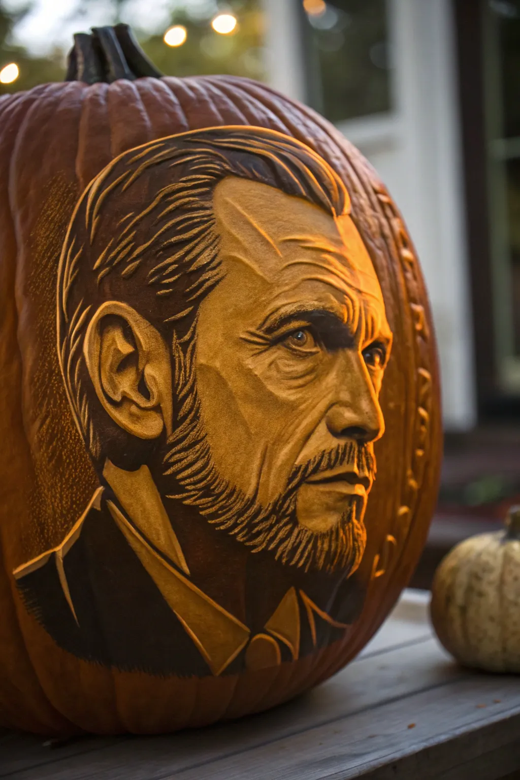 Master the art of pumpkin carving with breathtakingly detailed portraits that capture the essence of craftsmanship.