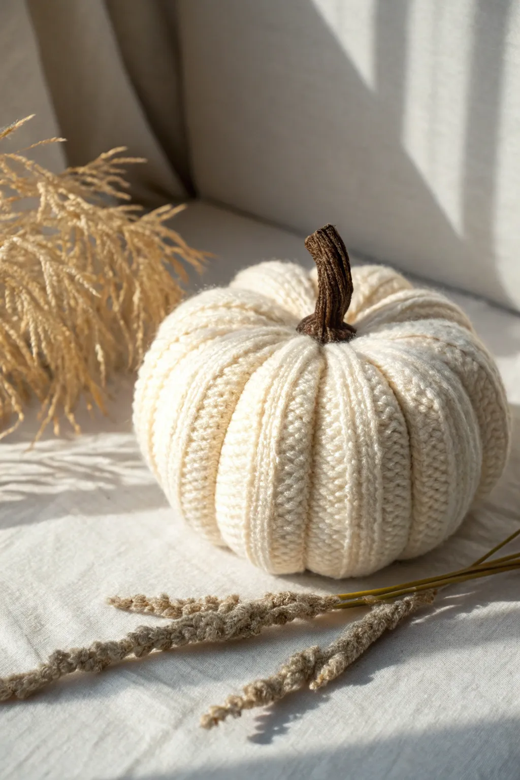 Cozy up your fall decor with this charming yarn-wrapped pumpkin—where minimalist meets boho elegance.