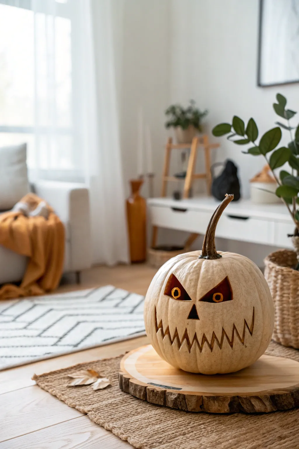 Embrace Halloween with a touch of Scandinavian elegance—this spooky pumpkin face is all about the art of simplicity and craftsmanship.