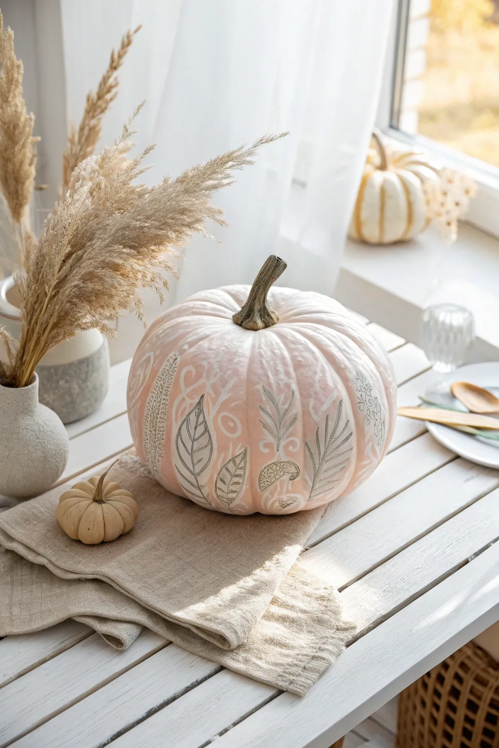 Transform your autumn decor with pastel-painted pumpkins for a modern, minimalist touch of whimsy.