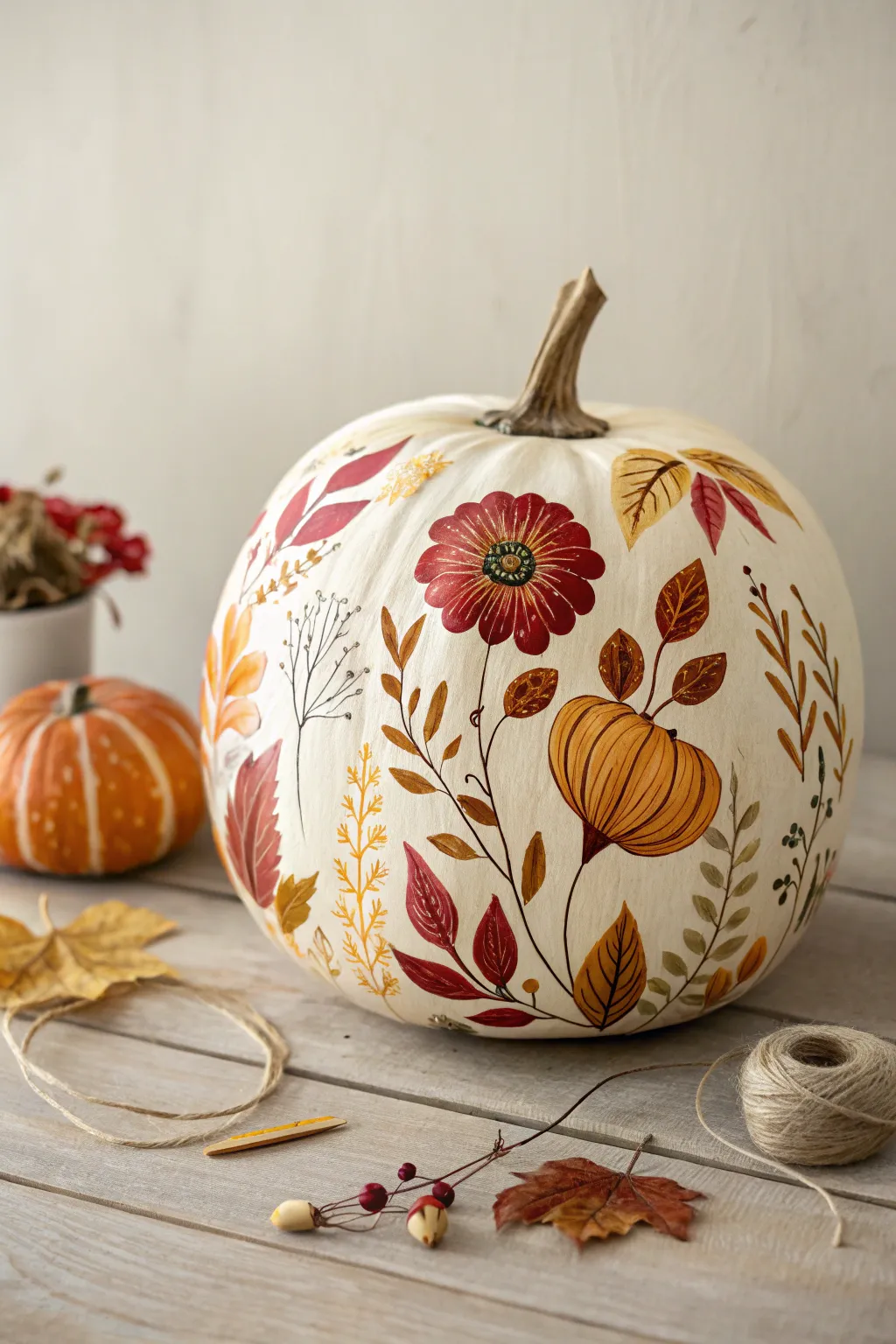 Embrace autumn with nature's palette: a beautifully painted pumpkin that celebrates simplicity and elegance.