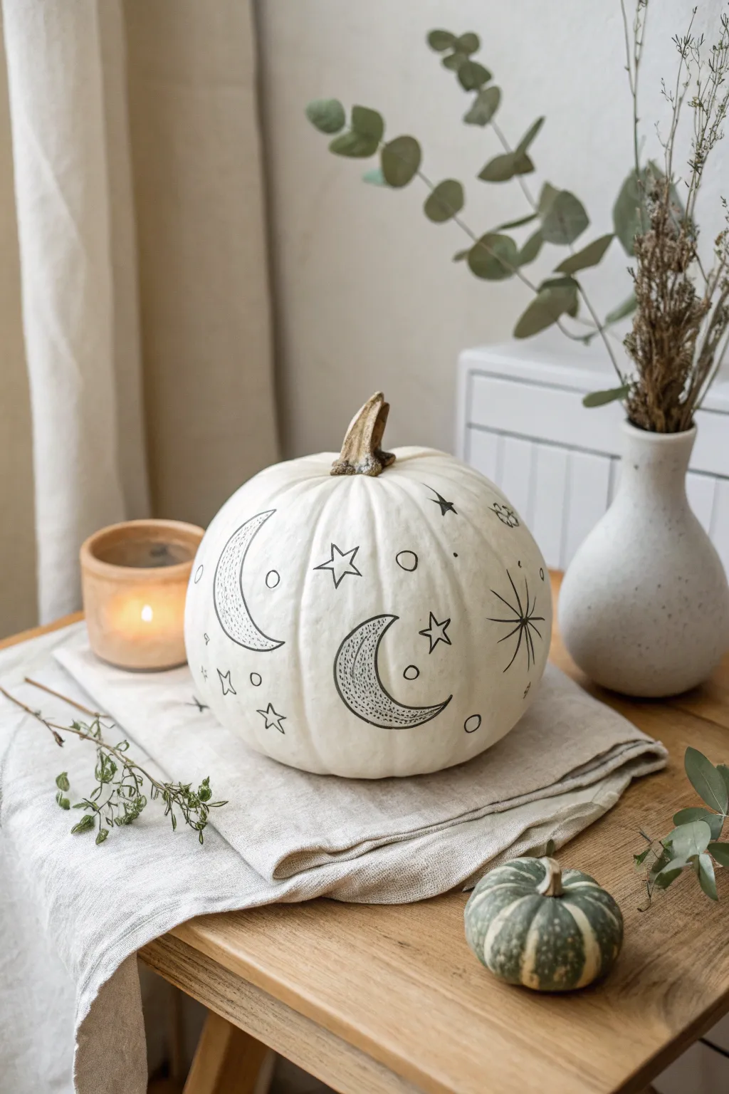 Elevate your pumpkin painting party with a celestial touch. 🎨✨ #MonochromeMagic #ScandiBoho