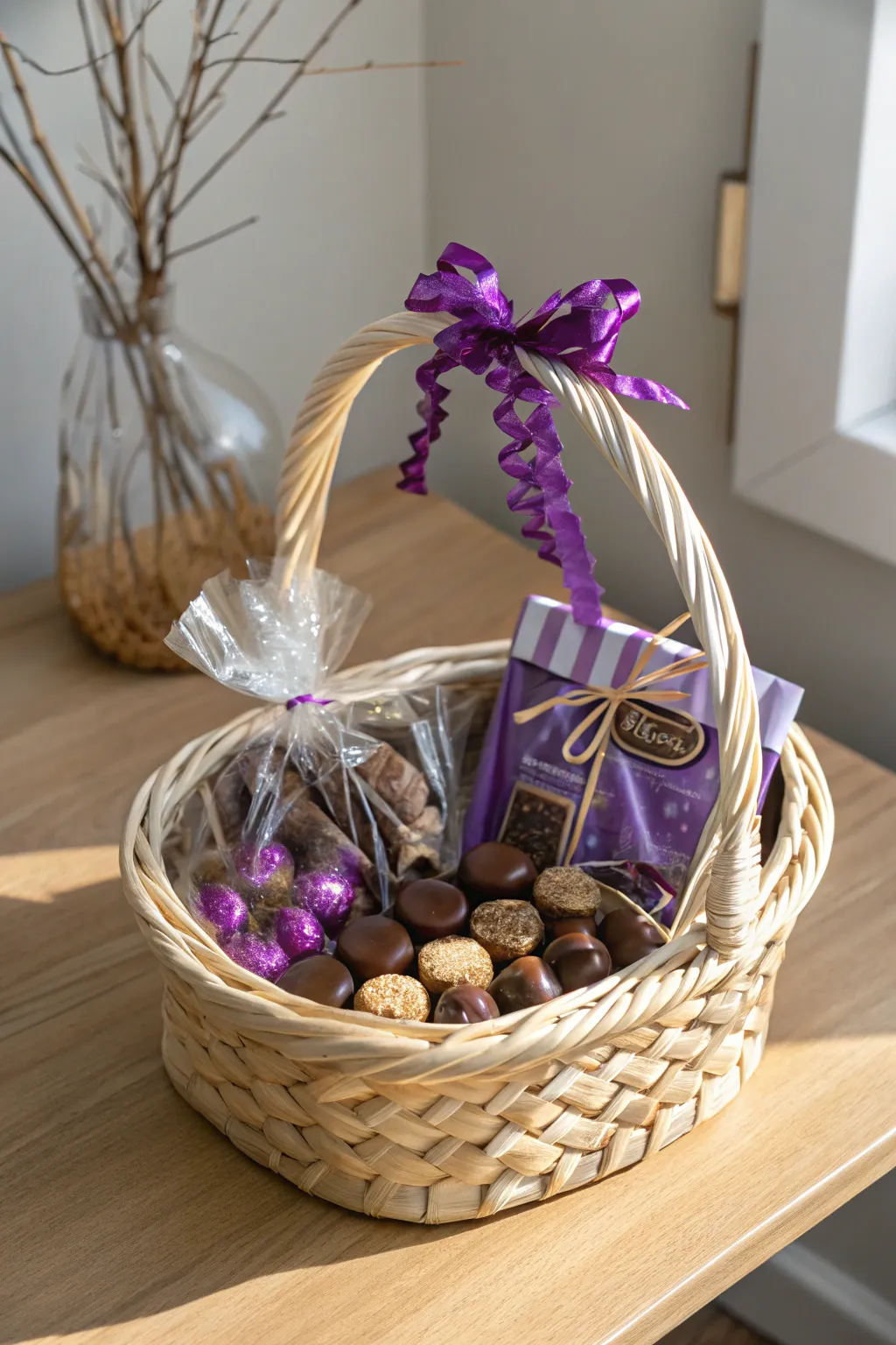 Indulge in a touch of sweetness wrapped in purple elegance.