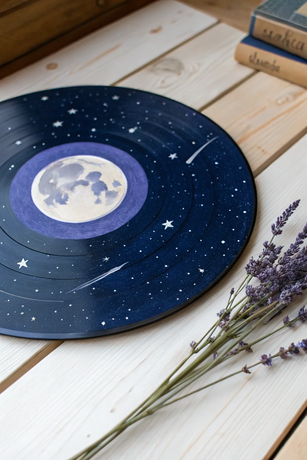 Capture the cosmos on vinyl: a dreamy night sky for your minimalist haven.