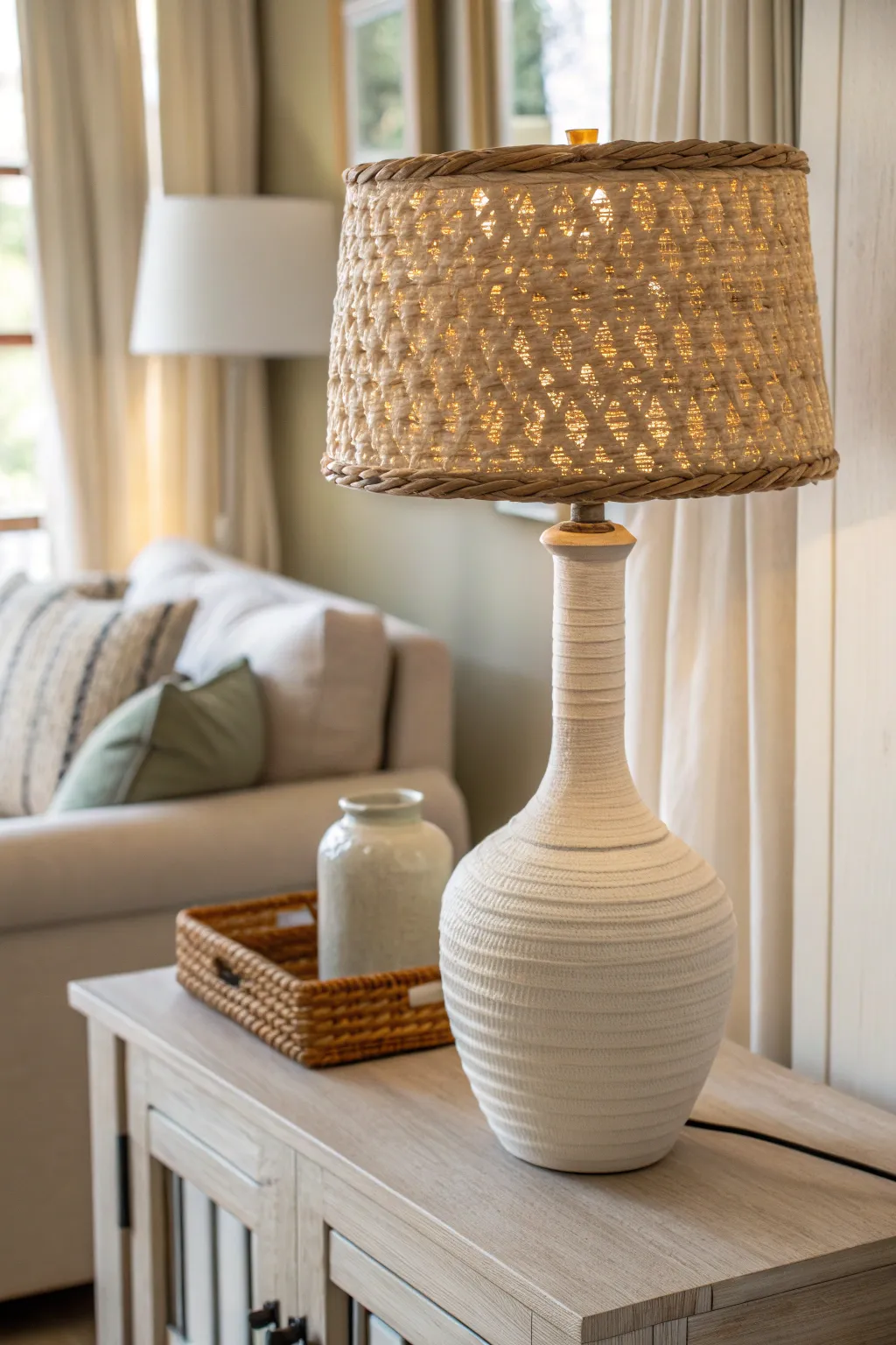 Transforming the ordinary into extraordinary: a recycled plastic bottle lamp that shines with minimalist elegance.