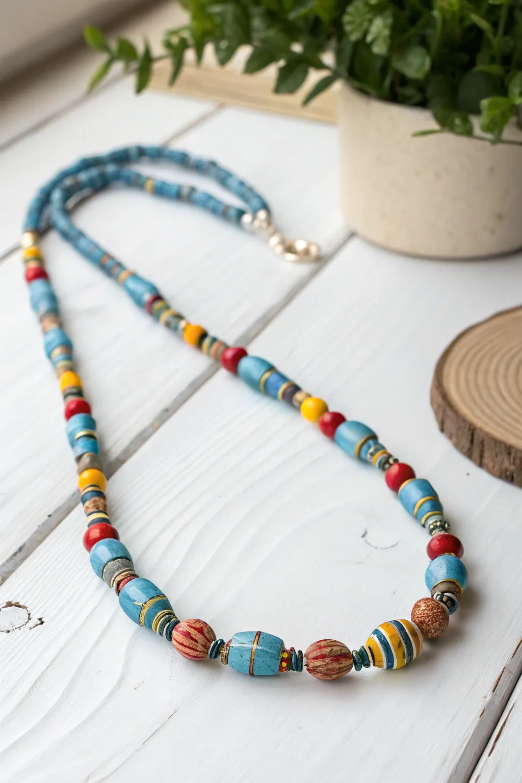 Transform old magazines into a vibrant statement piece with repurposed paper beads!