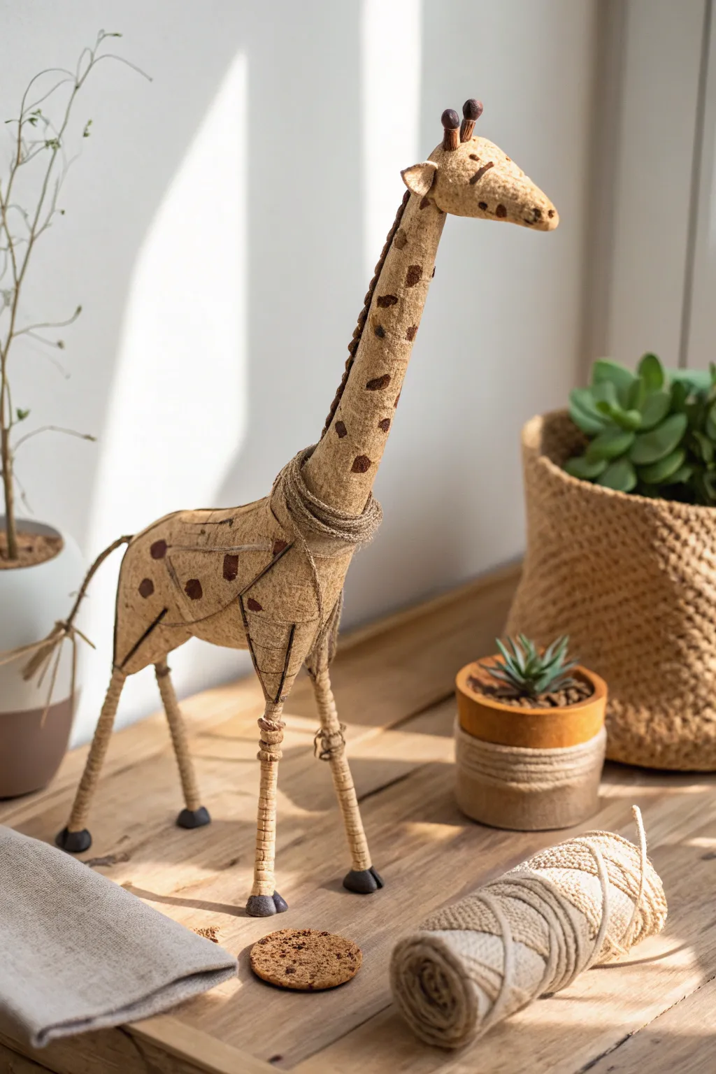 Transform wine corks into charming giraffe decor, perfect for adding a playful touch to any room.
