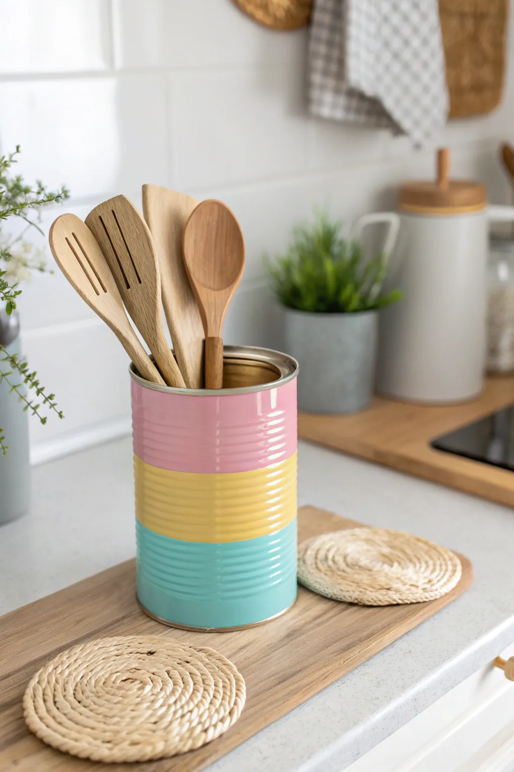 Brighten up your kitchen with these charming DIY tin can holders—where creativity meets functionality!