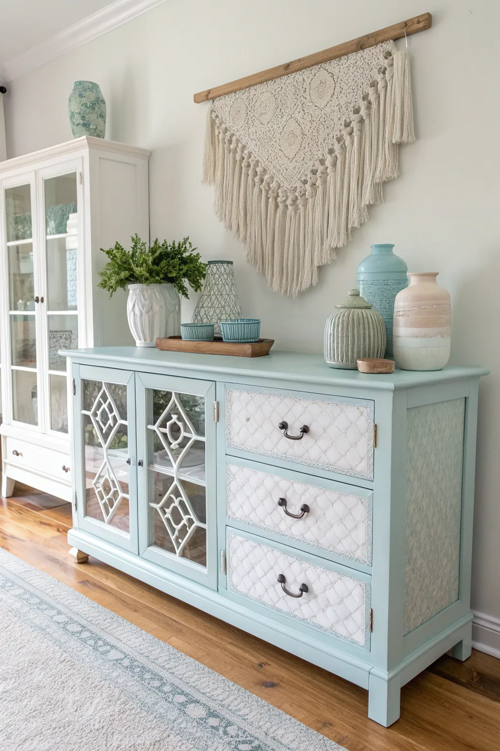 Discover the art of distressed charm with this shabby chic buffet transformation.