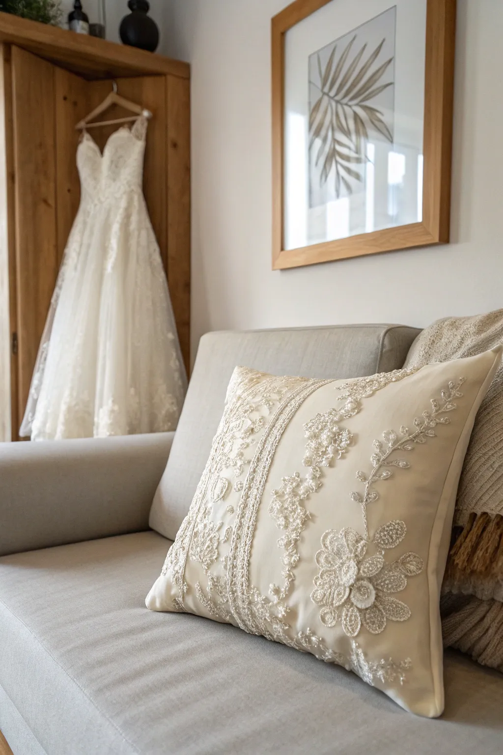 Transform cherished memories into timeless decor. Repurpose your wedding dress into a stunning pillow or art piece, adding elegance and joy to your home.