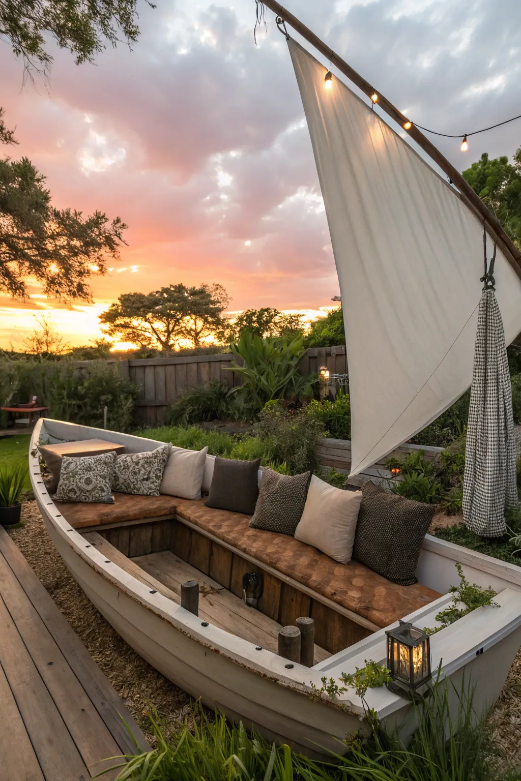 Transform your old boat into the perfect sunset lounge spot—where craftsmanship meets comfort.