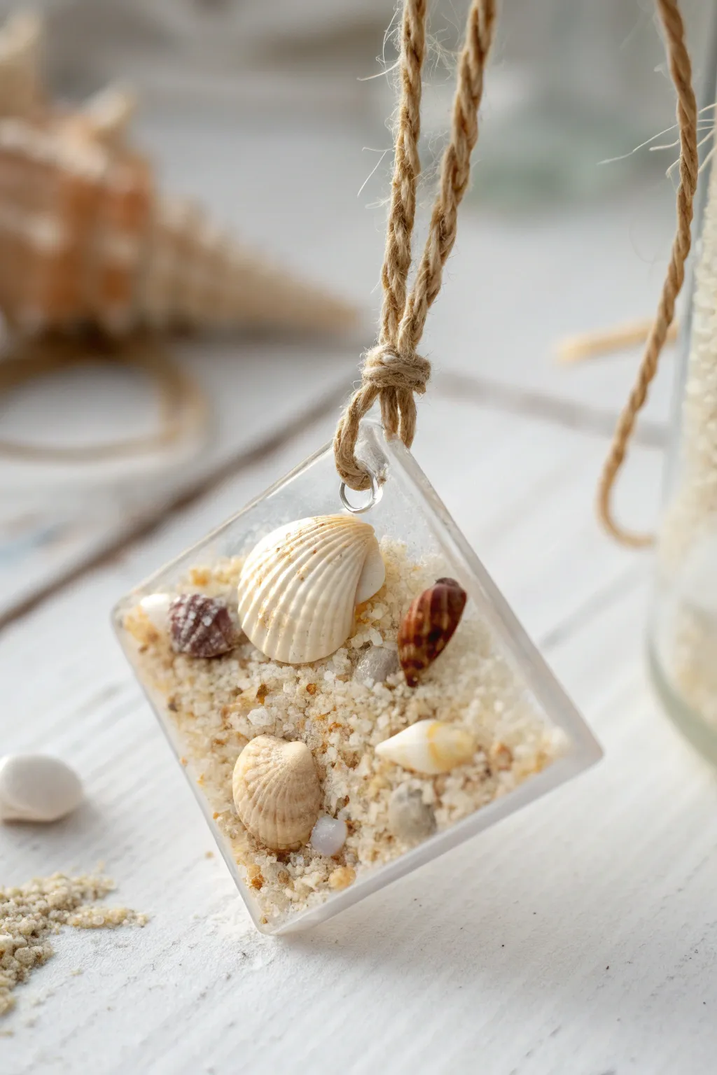 Capture the essence of the ocean with this enchanting beach-themed resin charm.