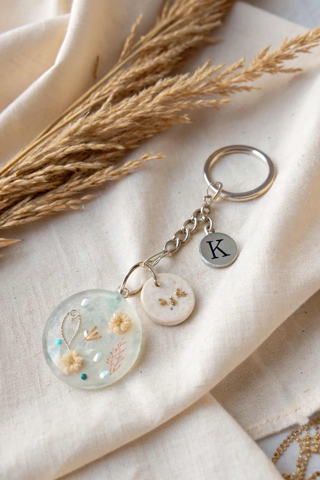 Transform your keys into a personal statement with these exquisite resin keychains, where simplicity meets artistry.