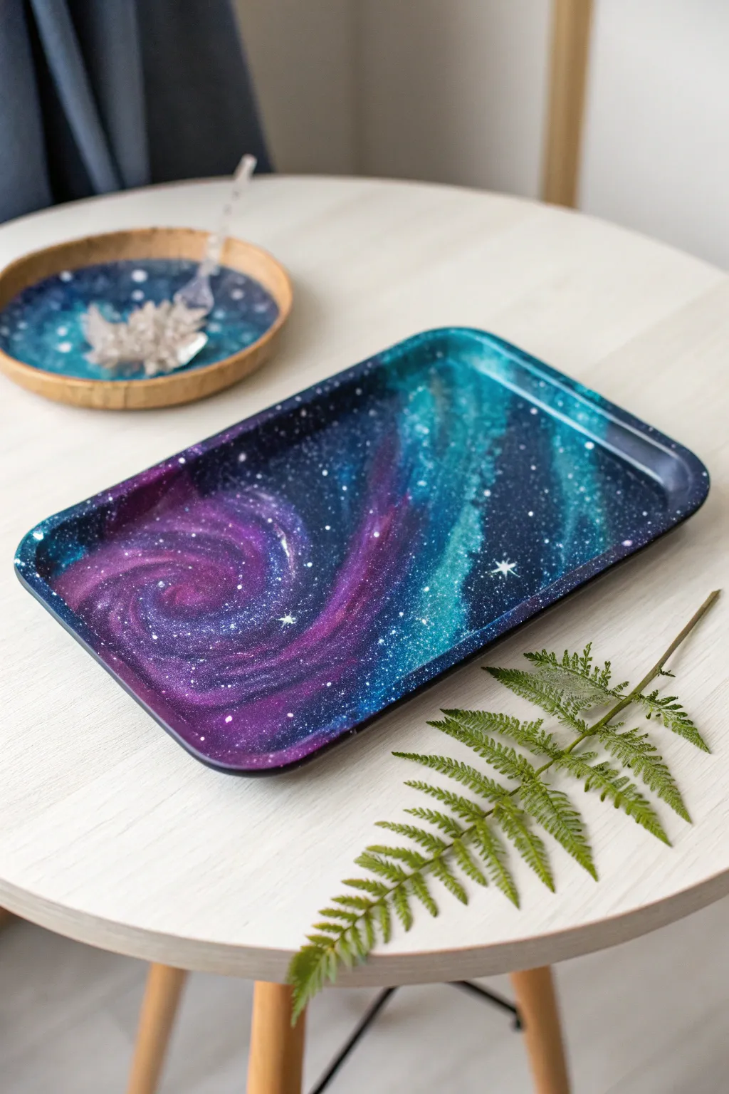 Dive into the cosmos with this enchanting galaxy-themed resin tray—where artistry meets the universe.