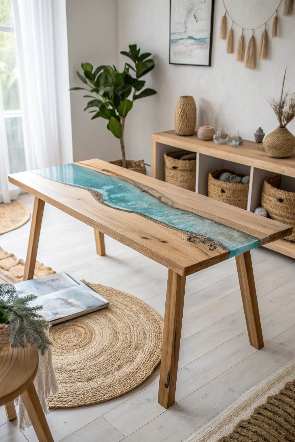 Dive into serenity with this stunning river table—where craftsmanship meets natural beauty.