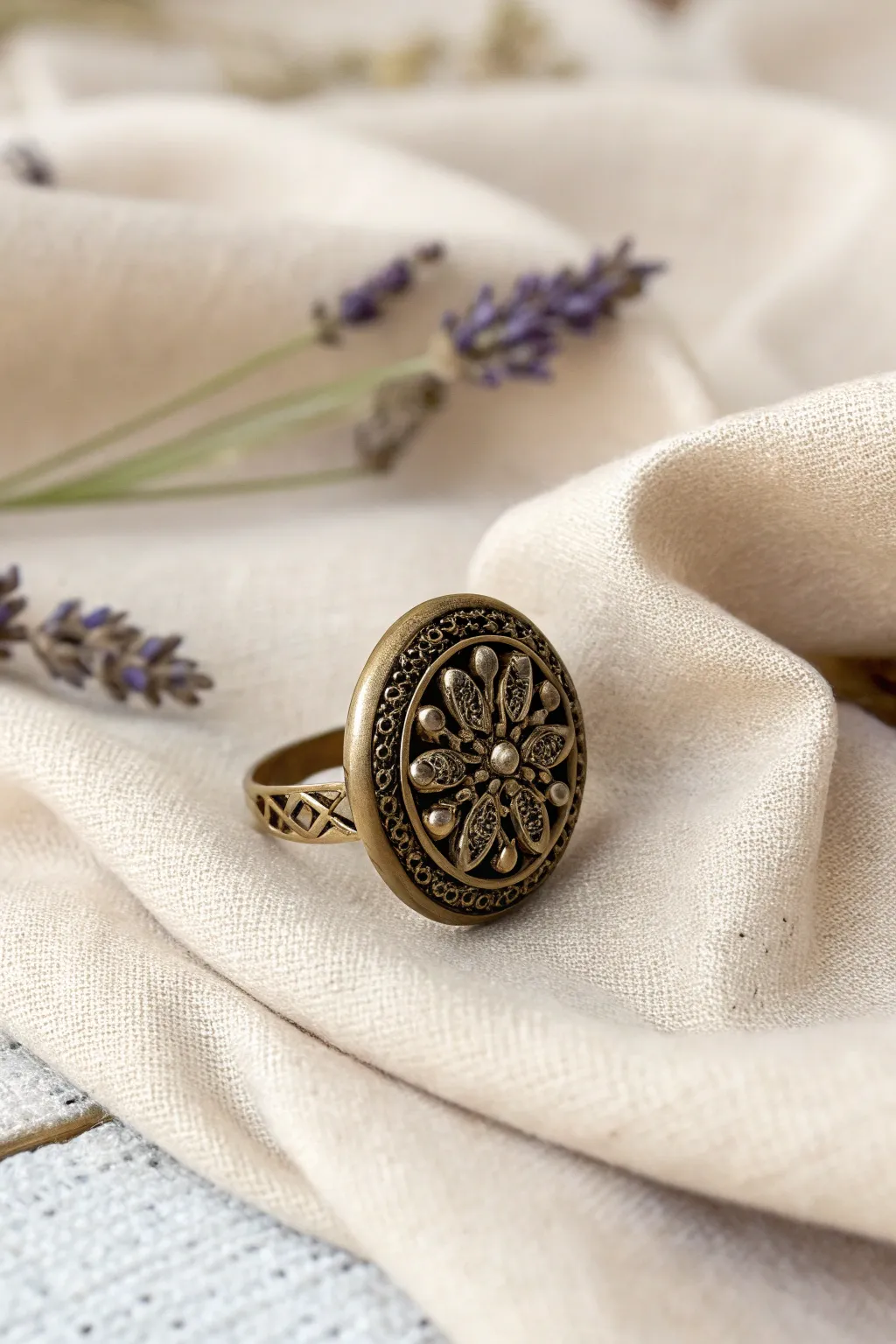 Give new life to vintage treasures with this charming button ring. #CraftedElegance #VintageCharm