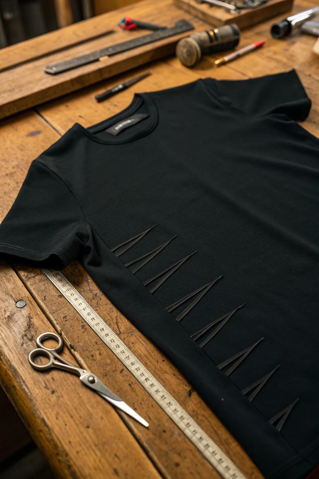 Elevate your style with handcrafted side slashes - perfect for the modern, edgy look.
