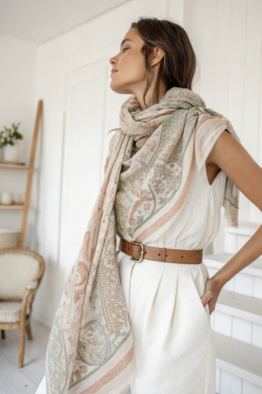 Elevate your style with a boho-chic scarf belt: the perfect blend of femininity and minimalist charm.