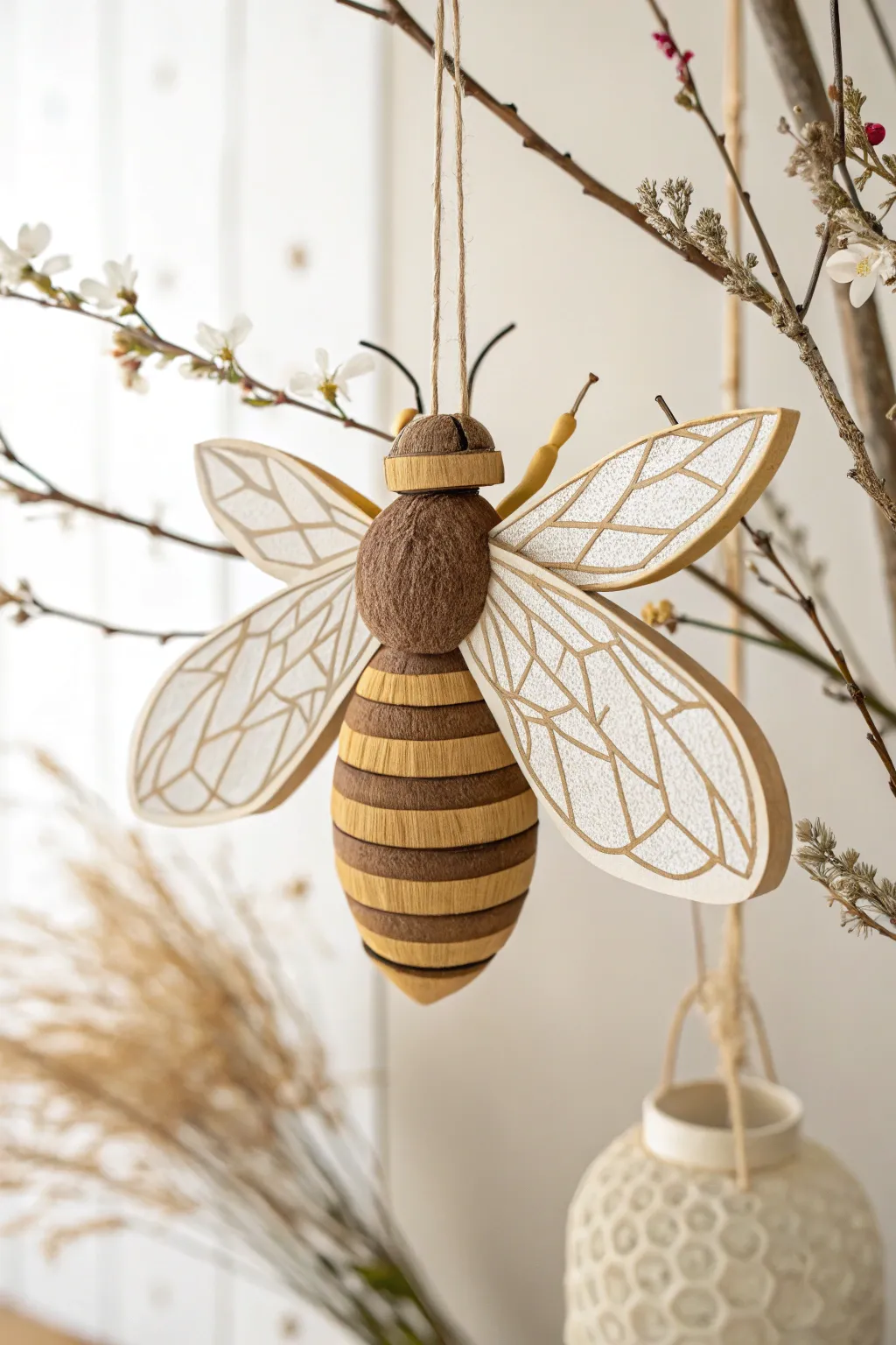 Crafted with care: a charming cardboard bee that brings nature's beauty indoors.